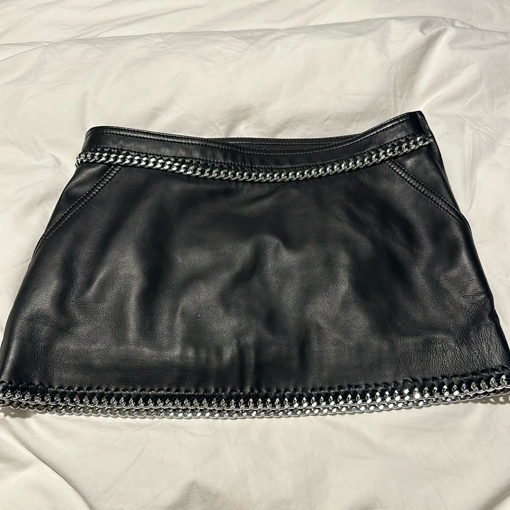 Retrofete Black Mini Skirt with Silver Chain Detail